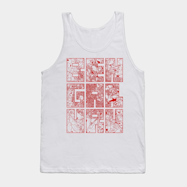 Bengaluru, India City Map Typography - Oriental Tank Top by deMAP Studio